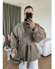 Belted High-Neck Mocha Jacket