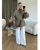 Belted High-Neck Mocha Jacket