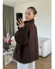Belted High-Neck Brown Jacket