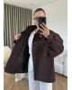 Belted High-Neck Brown Jacket