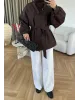 Belted High-Neck Brown Jacket