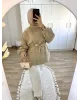Belted High-Neck Beige Jacket