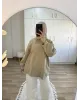 Belted High-Neck Beige Jacket