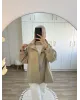 Belted High-Neck Beige Jacket