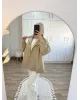 Belted High-Neck Beige Jacket