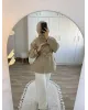 Belted High-Neck Beige Jacket