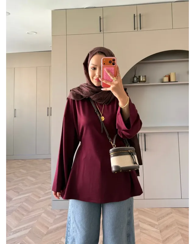 Valley Burgundy Tie-Front Oysh Sweatshirt