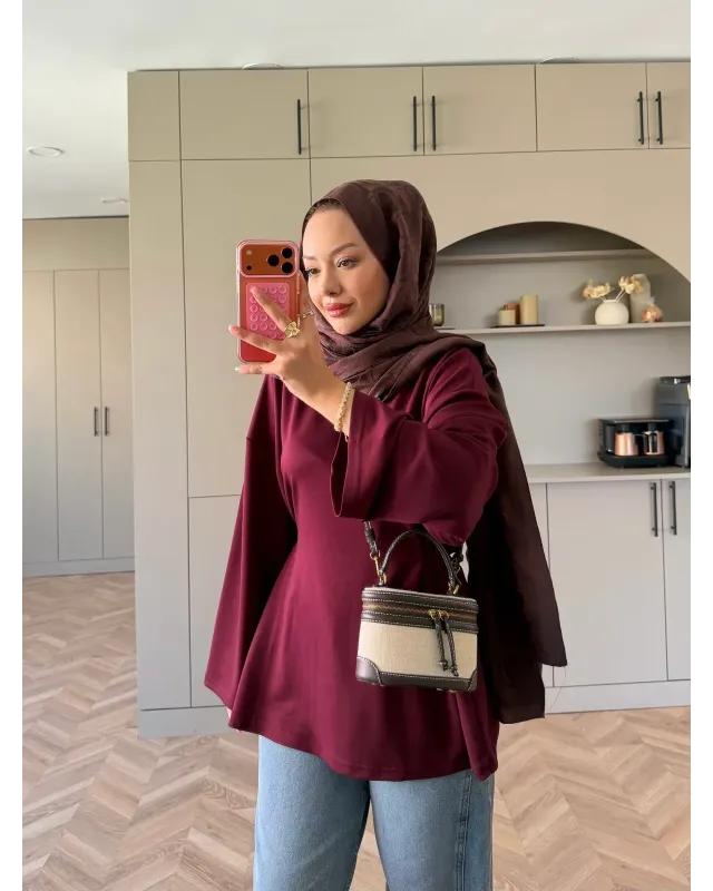 Valley Burgundy Tie-Front Oysh Sweatshirt