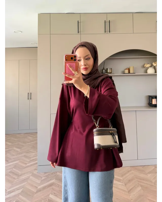 Valley Burgundy Tie-Front Oysh Sweatshirt