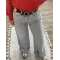 Ice Blue Cuffed Jeans with Black Belt