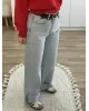 Ice Blue Cuffed Jeans with Black Belt