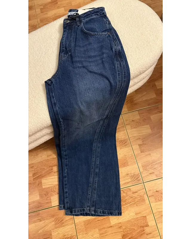 Double-Panel Wide-Leg Jeans – Dark Indigo