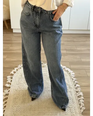 Double-Panel Wide-Leg Jeans – Medium Blue