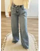 Layered-Waist Design Jeans