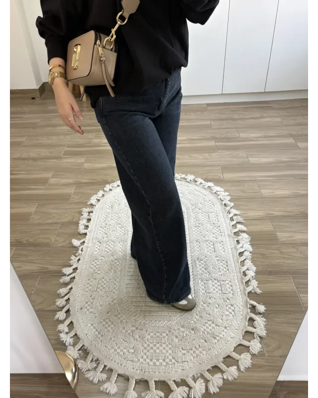 Dark Blue Wide-Leg Jeans