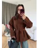Chocolate Brown Belted Suede Jacket