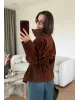 Chocolate Brown Belted Suede Jacket
