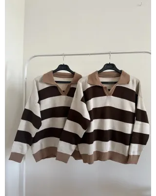 Brown & Cappuccino Striped Knit Sweater