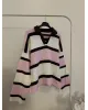 Pink & Brown Striped Knit Sweater