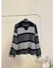 Navy Blue & Grey Striped Knit Sweater