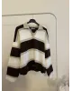 Dark Brown & Beige Striped Knit Sweater