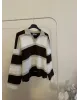 Dark Brown & Beige Striped Knit Sweater