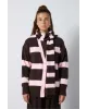 Scarf Detail Cardigan – Brown & Pink