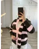 Scarf Detail Cardigan – Brown & Pink