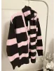 Scarf Detail Cardigan – Brown & Pink