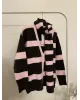 Scarf Detail Cardigan – Brown & Pink