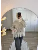 Premium Lace-Hem Cardigan – Light Grey