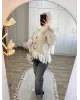 Premium Lace-Hem Cardigan – Light Grey