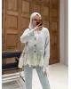 Premium Lace-Hem Cardigan – Light Grey