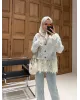Premium Lace-Hem Cardigan – Light Grey