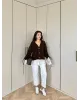 Premium Lace-Hem Cardigan – Dark Brown