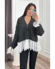 Premium Lace-Hem Cardigan – Dark Grey
