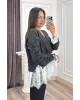 Premium Lace-Hem Cardigan – Dark Grey
