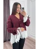 Premium Lace-Hem Cardigan – Burgundy
