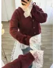 Premium Lace-Hem Cardigan – Burgundy
