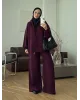 Dark Berry Double-Zip Structured Knit Set