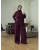 Dark Berry Double-Zip Structured Knit Set