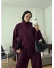 Dark Berry Double-Zip Structured Knit Set
