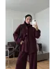 Dark Berry Double-Zip Structured Knit Set