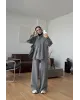 Grey Double-Zip Structured Knit Set