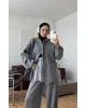 Grey Double-Zip Structured Knit Set
