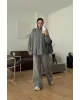 Grey Double-Zip Structured Knit Set