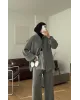 Grey Double-Zip Structured Knit Set