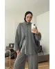 Grey Double-Zip Structured Knit Set