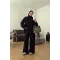 Black Double-Zip Structured Knit Set