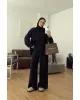 Black Double-Zip Structured Knit Set
